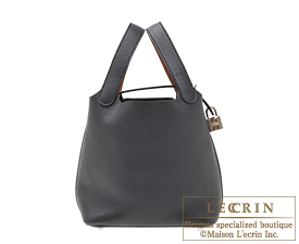 Hermes　Picotin Lock　Eclat bag 18/PM　Black/Toffee　Clemence leather/Swift leather　Silver hardware