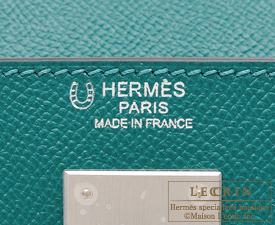 Hermes　Personal Kelly bag 32　Malachite/Blue paon　Epsom leather　Matt silver hardware