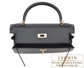 Hermes　Kelly bag 28　Black　Sombrero leather　Gold hardware