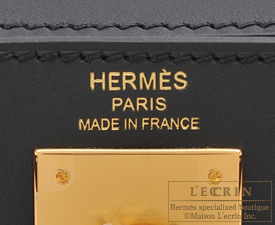 Hermes　Kelly bag 28　Black　Sombrero leather　Gold hardware