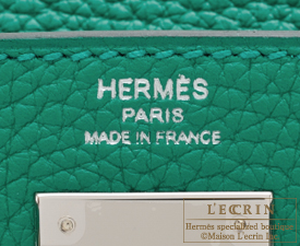Hermes　Kelly bag 28　Vert vertigo　Clemence leather　Silver hardware