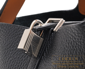 Hermes　Picotin Lock　Eclat bag MM　Black/Toffee　Clemence leather/Swift leather　Silver hardware