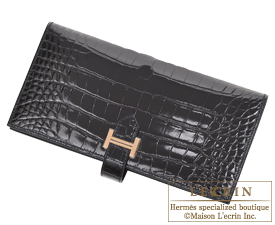 Hermes　Birkin bag 35　Black　Alligator crocodile skin　Rose gold hardware