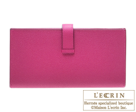 Hermes　Bearn Soufflet　Rose purple　Epsom leather　Silver hardware