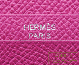 Hermes　Bearn Soufflet　Rose purple　Epsom leather　Silver hardware