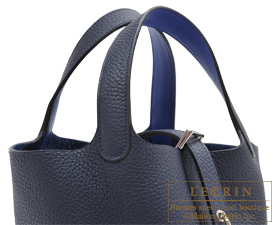 Hermes　Picotin Lock　Eclat bag 18/PM　Blue nuit/Blue electric　Clemence leather/Swift leather　Silver hardware