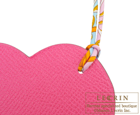 Hermes　Petit H GM　Heart Charm　Shocking pink/Brown　Calf/Silk　