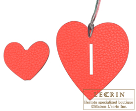 Hermes　Petit H　W Heart　Red/Navy　Calf/Silk　