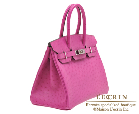 Hermes　Birkin bag 30　Rose purple　Ostrich leather　Silver hardware