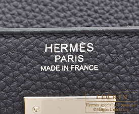 Hermes　Kelly Au Galop bag 32　Retourne　Blue indigo/Black/Cuivre　Togo leather/Box calf leather/Chevre myzore goatskin　Silver hardware