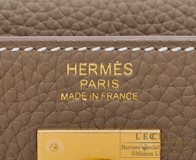 Hermes　Kelly bag 32　Etoup grey　Clemence leather　Gold hardware
