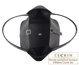 Hermes　Picotin Lock　Touch bag 22/MM　Black　Clemence leather/Matt alligator crocodile skin　Silver hardware