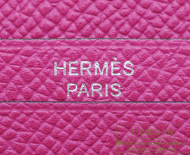 Hermes　Bearn Soufflet Verso　Blue nuit/Rose purple　Epsom leather　Silver hardware