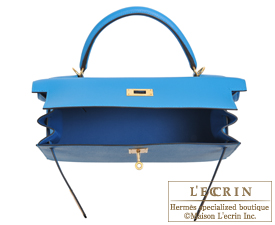 Hermes　Kelly bag 32　Blue zanzibar　Epsom leather　Gold hardware