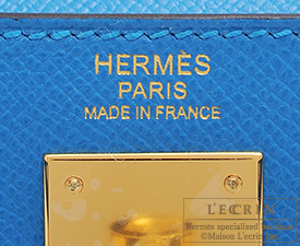 Hermes　Kelly bag 32　Blue zanzibar　Epsom leather　Gold hardware