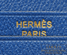 Hermes　Bearn Soufflet　Mykonos/Mykonos Blue　Alligator　crocodile skin　Gold hardware