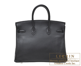 Hermes　Birkin bag 25　Black　Swift leather　Silver hardware
