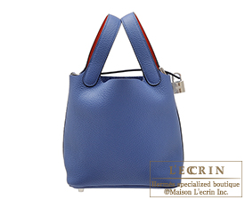Hermes　Picotin Lock　Eclat bag PM　Blue brighton/Capucine　Clemence leather/Swift leather　Silver hardware