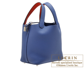 Hermes　Picotin Lock　Eclat bag 18/PM　Blue brighton/Capucine　Clemence leather/Swift leather　Silver hardware