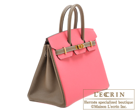Hermes　Birkin bag 25　Rose azalee/Etoupe grey　Epsom leather　Gold hardware