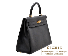 Hermes　Kelly bag 35　Black　Togo leather　Gold hardware