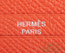 Hermes　Bearn Soufflet Verso　Blue brighton/Capucine　Epsom leather　Silver hardware