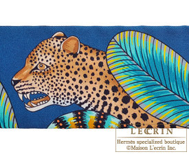Hermes　Twilly　The savana dance　Turquoise/Petrol/Yellow　Silk