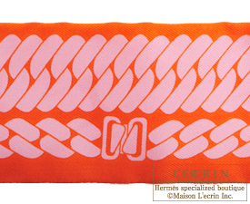 Hermes　Twilly　Clic cest noue　Orange/Rose poudre　Silk