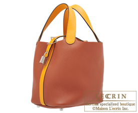 Hermes　Picotin Lock　Touch bag PM　Cuivre/Jaune d'or　Clemence leather/Swift leather　Silver hardware