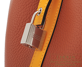 Hermes　Picotin Lock　Touch bag 18/PM　Cuivre/Jaune d'or　Clemence leather/Swift leather　Silver hardware