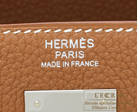 Hermes　Kelly bag 32　Gold　Togo leather　Silver hardware