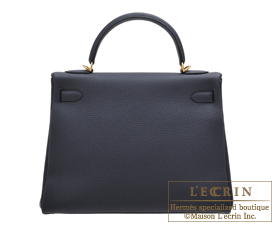 Hermes　Kelly bag 32　Blue nuit　Togo leather　Gold hardware