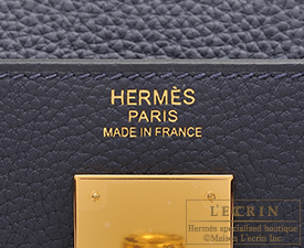 Hermes　Kelly bag 32　Blue nuit　Togo leather　Gold hardware