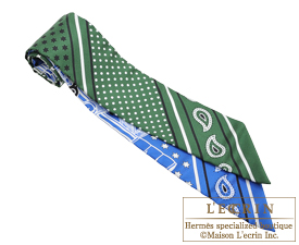 Hermes　Twilly　Eperon d'Or cut　Vert/White/Blue　Silk