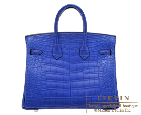 Hermes　Birkin bag 25　Blue electric　Matt niloticus crocodile skin　Silver hardware
