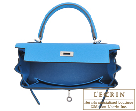 Hermes　Kelly bag 25　Blue zanzibar　Togo leather　Silver hardware