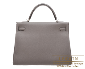 Hermes　Kelly bag 32　Retourne　Etain/Etain grey　Togo leather　Silver hardware