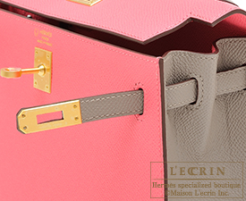 Hermes　Personal Kelly bag 25　Rose azalee/Gris asphalt　Epsom leather　Matt gold hardware