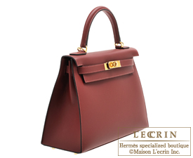 Hermes Kelly bag 28 Sellier Rouge H Sombrero leather Gold hardware 
