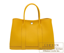 Hermes　Garden Party bag 30/TPM　Jaune ambre　Country leather　Silver hardware