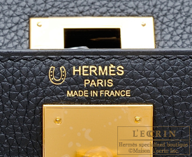 Hermes　Kelly bag 28　Black/Craie　Togo leather　Gold hardware