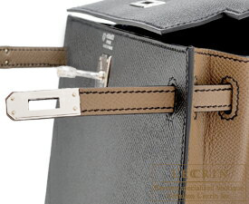 Hermes　Personal Kelly bag 25　Black/Etoupe grey　Epsom leather　Silver hardware