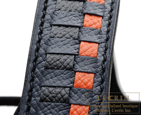 Hermes　Picotin Lock　Tressage De Cuir bag 18/PM　Blue indigo/Black/Terre battue　Epsom leather　Silver hardware