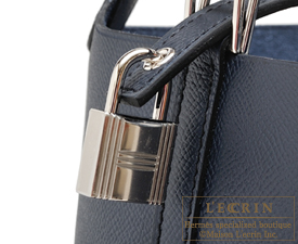 Hermes　Picotin Lock　Tressage De Cuir bag 18/PM　Blue indigo/Black/Terre battue　Epsom leather　Silver hardware