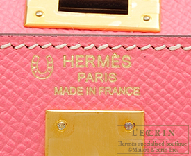Hermes　Personal Kelly bag 25　Rose azalee/Craie　Epsom leather　Matt gold hardware