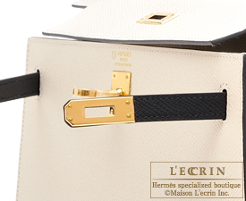 Hermes　Personal Kelly bag 25　Craie/Black　Epsom leather　Gold hardware