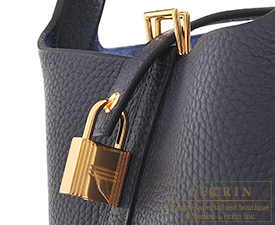Hermes　Picotin Lock bag 22/MM　Blue nuit　Clemence leather　Gold hardware