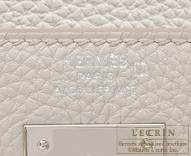 Hermes　Kelly bag 28　Beton　Togo leather/Matt alligator　crocodile skin　Silver hardware