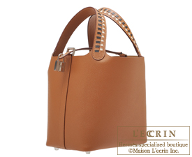 Hermes　Picotin Lock　Tressage De Cuir bag PM　Gold/Black/Craie　Epsom leather　Silver hardware