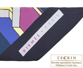 Hermes　Twilly　On a summer day　Black/Jaune soufre/Parme　Silk